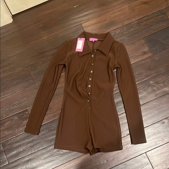 Edikted Pants - Edikted XS Women Brown Long Sleeve Button-Up Romper NWT